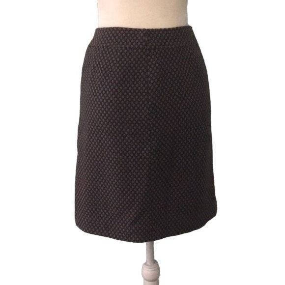 Ann Taylor Virgin Wool Mini Skirt 0P Grey Polka Dots Buttons Pockets Pleat - Picture 4 of 7